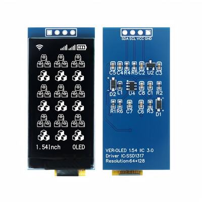 좋은 가격 1.54인치 OLED 디스플레이 모듈, 64x128 해상도 및 I2C 인터페이스 온라인으로
