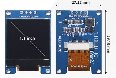 Хорошая цена 1,1-дюймовый OLED-дисплей 64x128 SH1107G COG с интерфейсом I2C 3,3~5 В постоянного тока онлайн