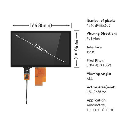 Good price 7 Inch 1024x600 Resolution TFT LCD Display Module with LVDS Interface and Full Viewing Angle online